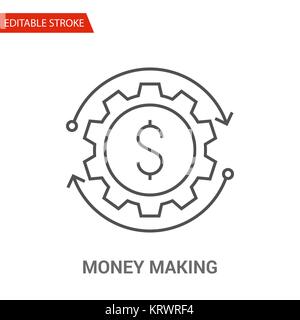 Geld, das Symbol. Dünne Linie Vektor Illustration - Hub Gewicht einstellen - Erweitern zu jeder Größe - Einfache Farbe ändern - Editierbare Anschlag - Pixel Perfect Stock Vektor