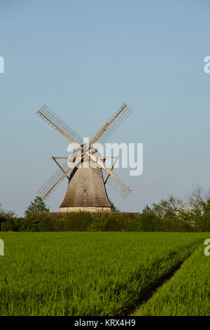 Die Windmühle Destel (Stemwede, Deutschland) ist eine holländische Windmühle und ist Bestandteil der Westfalen Mill Street (Westfaelische Muehlenstrasse). Stockfoto