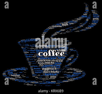 Kaffee Word Cloud-Konzept Stockfoto