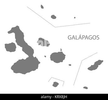 Galapagos Ecuador Karte grau Stockfoto