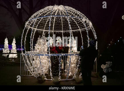 Chicago, USA. 21 Dez, 2017. Die Lincoln Park Zoo leuchtet die Weihnachten und das Neue Jahr in Chicago, USA, Dez. 21, 2017 zu begrüßen. Credit: Wang Ping/Xinhua/Alamy leben Nachrichten Stockfoto