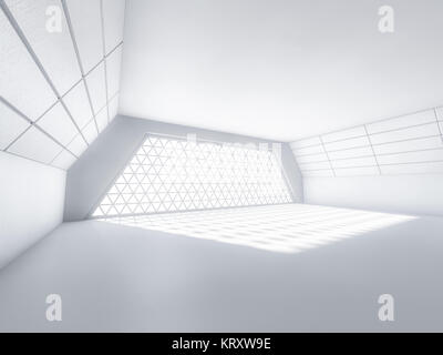 Abstrakte moderne Architektur Hintergrund, weiße open space Interieur mit Windows und Betonwände. 3D-Rendering Stockfoto