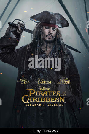 Erscheinungsdatum: Mai 26, 2017 TITEL: Piraten der Karibischen Meere: Tote Männer erzählen keine Geschichten Studio: Disney Enterprises Regie: Joachim Ronning, Espen Sandberg PLOT: Captain Jack Sparrow sucht für den Trident von Poseidon Starring: Poster Art (Quelle: Disney Enterprises / Unterhaltung Bilder) Stockfoto