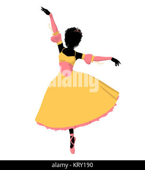 African American ballerina Silhouette auf weißem Hintergrund Stockfoto