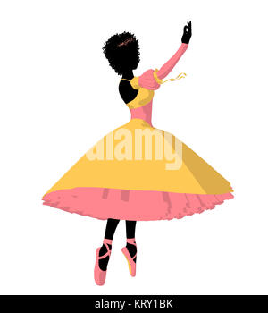 African American ballerina Silhouette auf weißem Hintergrund Stockfoto