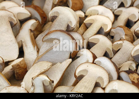 Frische Steinpilze Steinpilze Hälften Nahaufnahme Stockfoto