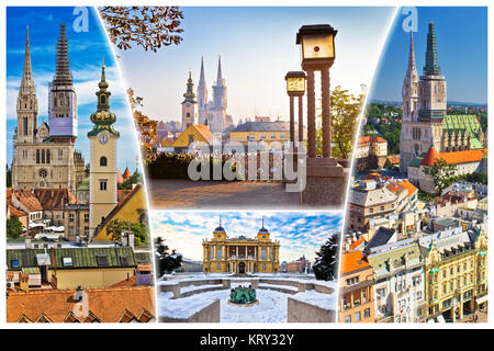 Stadt Zagreb alten Wahrzeichen Postkarte Stockfoto