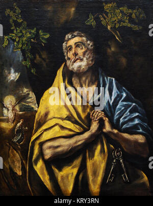 El Greco (1541-1614). Kretische Maler. Der heilige Petrus bereut, 1590. National Gallery. Oslo. Norwegen. Stockfoto