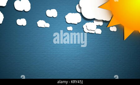 Einfache cartoon Wolken und Sonne. Spaß Hintergrund Stockfoto