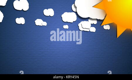 Einfache cartoon Wolken und Sonne. Spaß Hintergrund Stockfoto