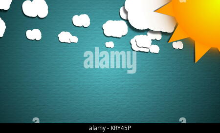 Einfache cartoon Wolken und Sonne. Spaß Hintergrund Stockfoto