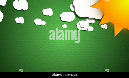 Einfache cartoon Wolken und Sonne. Spaß Hintergrund Stockfoto