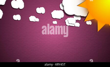 Einfache cartoon Wolken und Sonne. Spaß Hintergrund Stockfoto