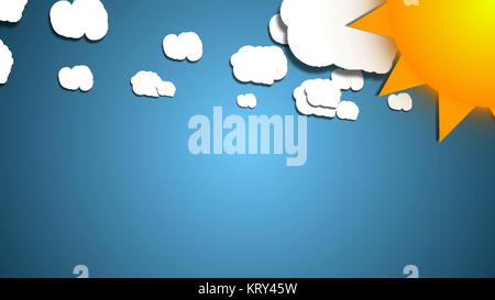 Einfache cartoon Wolken und Sonne. Spaß Hintergrund Stockfoto