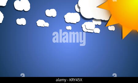 Einfache cartoon Wolken und Sonne. Spaß Hintergrund Stockfoto