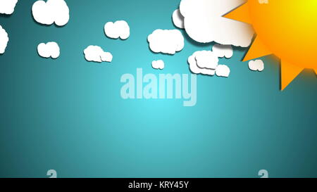 Einfache cartoon Wolken und Sonne. Spaß Hintergrund Stockfoto