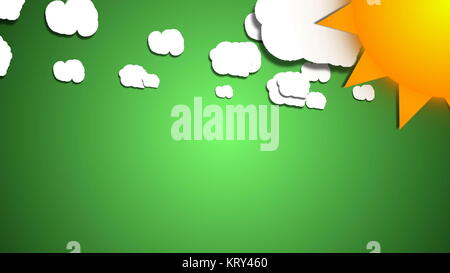 Einfache cartoon Wolken und Sonne. Spaß Hintergrund Stockfoto