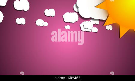 Einfache cartoon Wolken und Sonne. Spaß Hintergrund Stockfoto