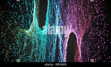 Rendering-Hintergrund mit verdrehten Partikel Saiten. Dunkle digitale abstrakt Stockfoto