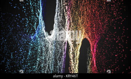 Rendering-Hintergrund mit verdrehten Partikel Saiten. Dunkle digitale abstrakt Stockfoto