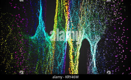 Rendering-Hintergrund mit verdrehten Partikel Saiten. Dunkle digitale abstrakt Stockfoto