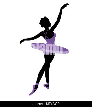 African American ballerina Silhouette auf weißem Hintergrund Stockfoto