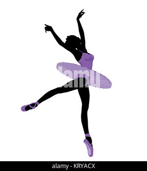 African American ballerina Silhouette auf weißem Hintergrund Stockfoto