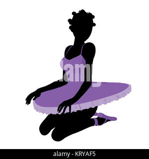 African American ballerina Silhouette auf weißem Hintergrund Stockfoto