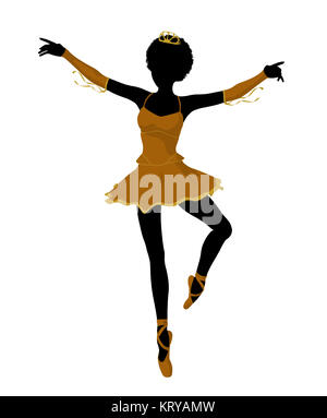 African American ballerina Silhouette auf weißem Hintergrund Stockfoto