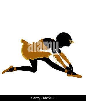 African American ballerina Silhouette auf weißem Hintergrund Stockfoto