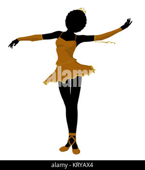 African American ballerina Silhouette auf weißem Hintergrund Stockfoto