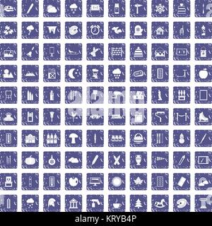 100 Zeichnung Icons Set grunge Sapphire Stock Vektor