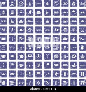 100 die Länder Europas Icons Set grunge Sapphire Stock Vektor