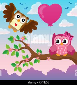 Valentine Eulen Thema Bild 4 Stockfoto