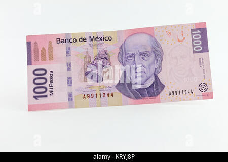 Vorderansicht eines mexikanischen 1000 Pesos-Wechsels Stockfoto