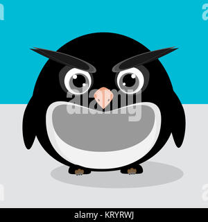 Abstrakte niedlich wütenden Pinguin auf blauem Hintergrund Stockfoto