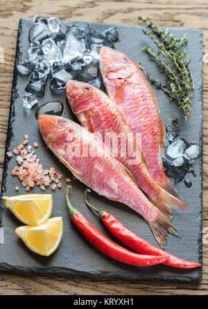 Raw Rotbarbe mit Zutaten Stockfoto