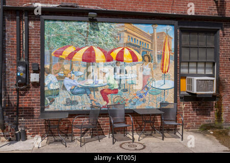 Die schönen externen Funktionen des Cafe Ole-Restaurant, 147 N 3rd St, Philadelphia, Pennsylvania, United States. Stockfoto