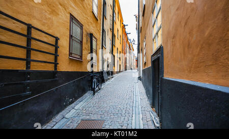 Ausblick auf die strasse Prastgatan in Stockholm City Stockfoto