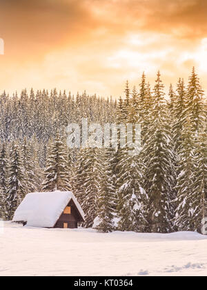 Winter Ferienhaus in Slowenien-Alpen Stockfoto