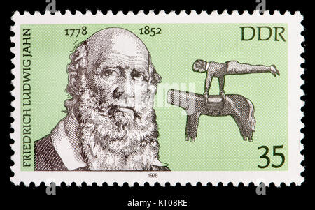 Ddr (DDR) Briefmarke (1978): Friedrich Ludwig Jahn (1778 - 1852) Deutsche Gymnastik Pädagoge und nationalistisch. "Turnvater" Stockfoto