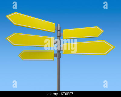 Leere Zeichen in entgegengesetzte Richtungen. 3D-Rendering Stockfoto