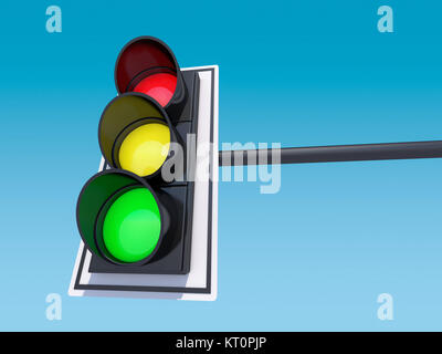 Isolierte Ampel. 3D-Rendering Stockfoto