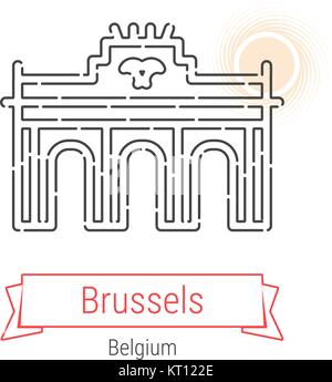 Brüssel, Belgien Vektor Symbol Leitung Stock Vektor