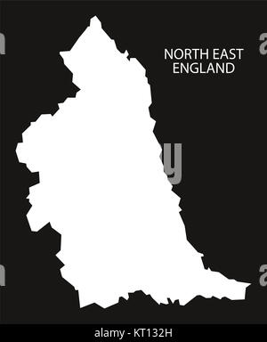 North East England Karte schwarz invertiert Stockfoto