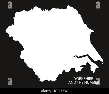 Yorkshire und Humber England Karte schwarz invertiert Stockfoto