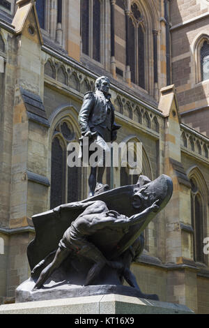 Statue von Captain Matthew Flinders R.N. in Melbourne, Victoria, Australien. Matthew Flinders, 1774 - 1814, englischer Seefahrer und Kartograph. Marktführer Stockfoto