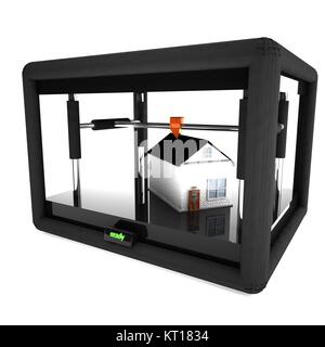 3D-Drucker drucken ein ganzes Haus Stockfoto
