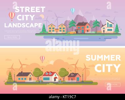 Stadt Landschaft - moderne Flachbild Vektorgrafiken Stock Vektor