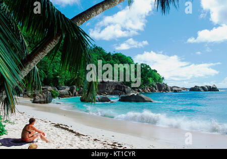 Takamaka-Beach, Mahe Island, Seychellen Stockfoto